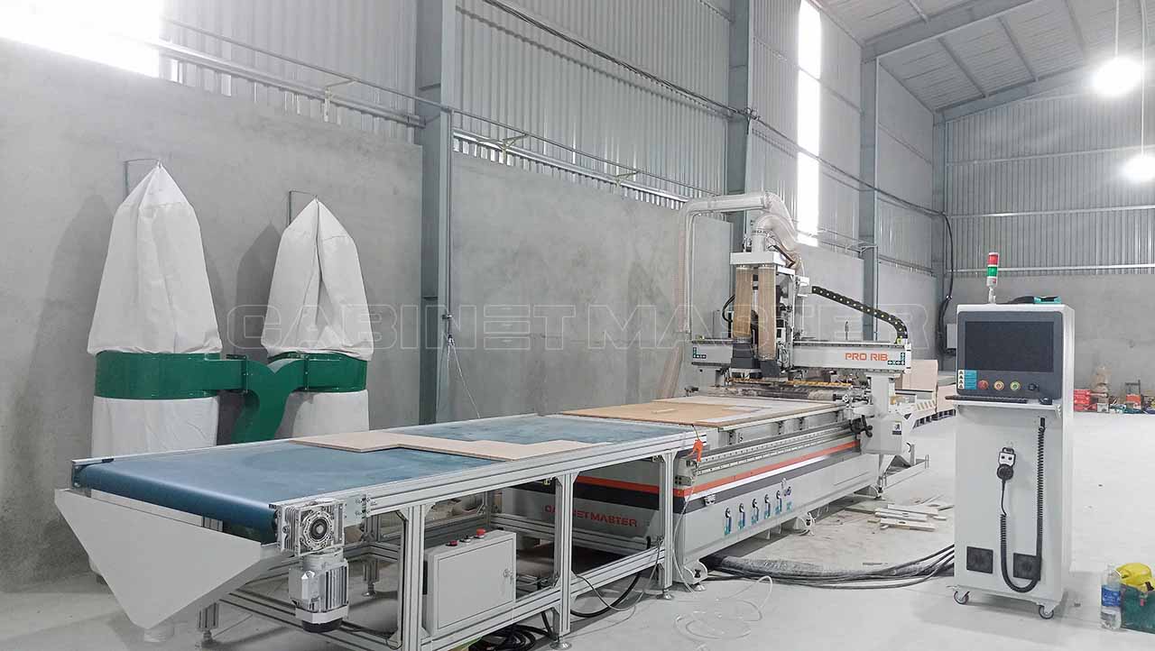 Máy CNC nesting 1 đầu thay dao full line| Cabinetmaster