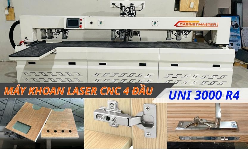Máy khoan ngang laser CNC 2 phương 4 đầu| Cabinetmaster