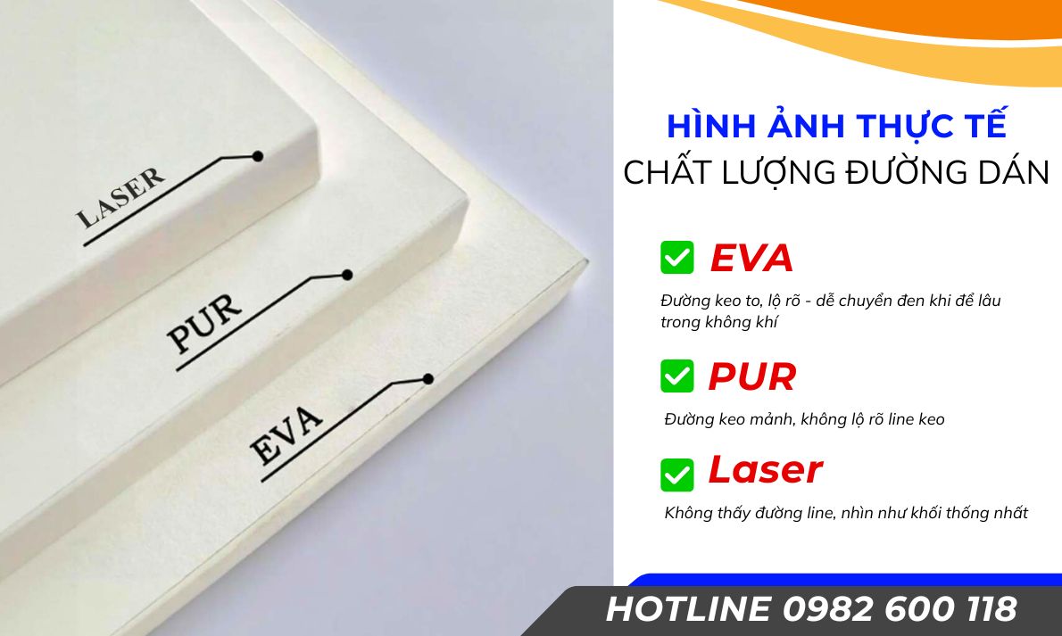 Hình ảnh thực tế chất lượng đường dán EVA, PUR, LASER