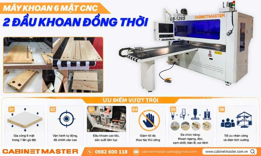 Máy khoan 6 mặt 2 đầu khoan đồng thời