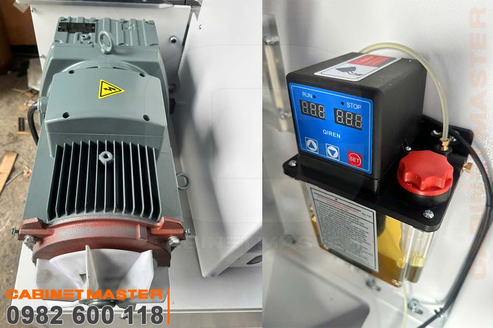 motor-bang-tai-va-bo-bom-dau-tu-dong-may-dan-canh-nghieng-noline-keo-AB motor băng tải và bộ bơm dầu tự động máy dán cạnh nghiêng noline keo AB