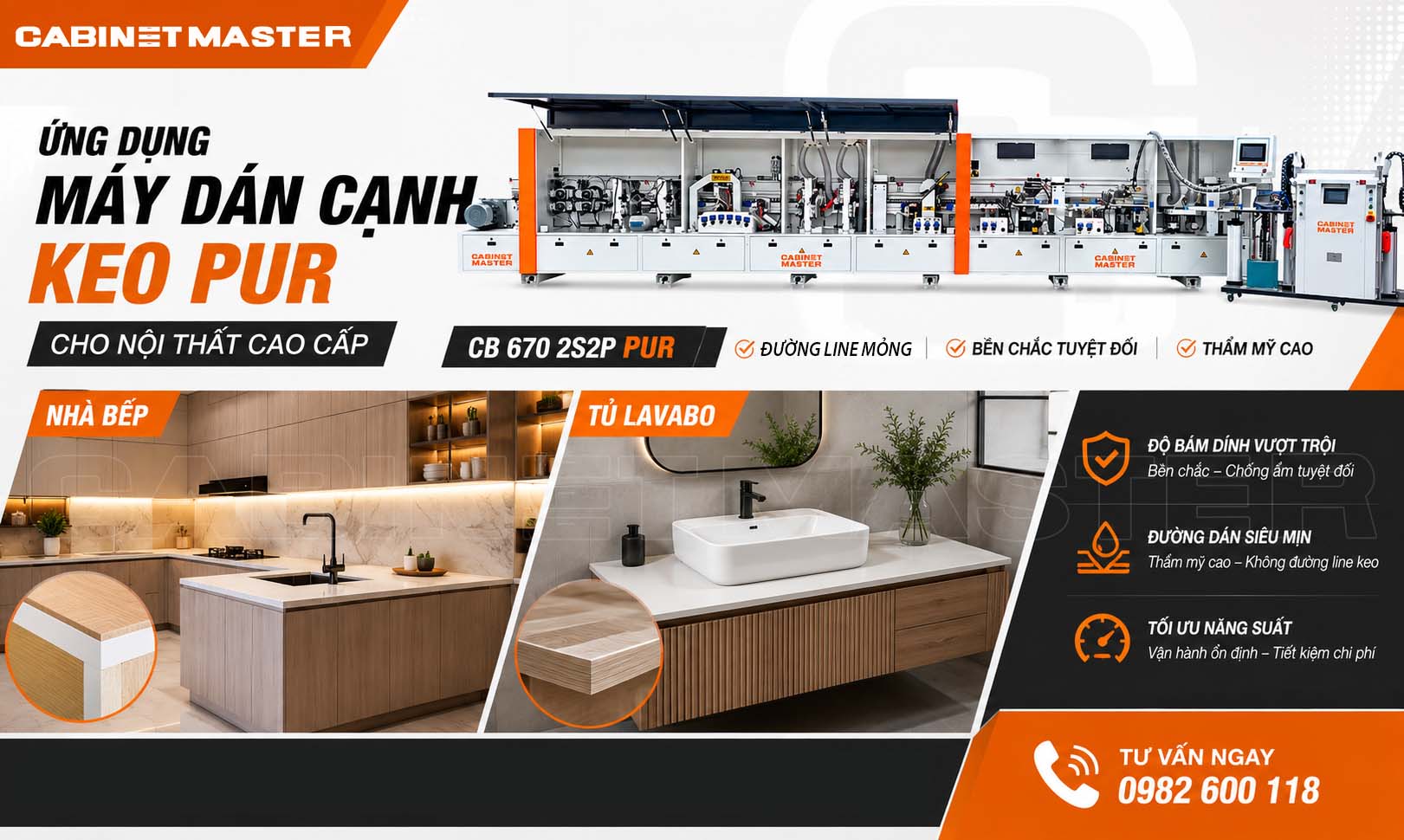 Ứng dụng máy dán cạnh keo pur trong sản xuất nội thất