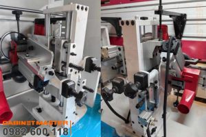 Cụm xén thô và xén tinh máy dán cạnh tích hợp khoan ngang
