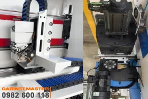 cụm bo góc và động cơ băng tải đưa phôi máy dán cạnh cao tốc